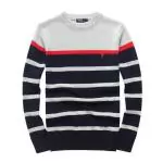 ralph lauren polo pull lambswool col rond rayure